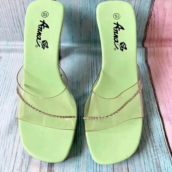 Y2K clear heel square toe open toe sandal high heels size 5.5 - Picture 2 of 10